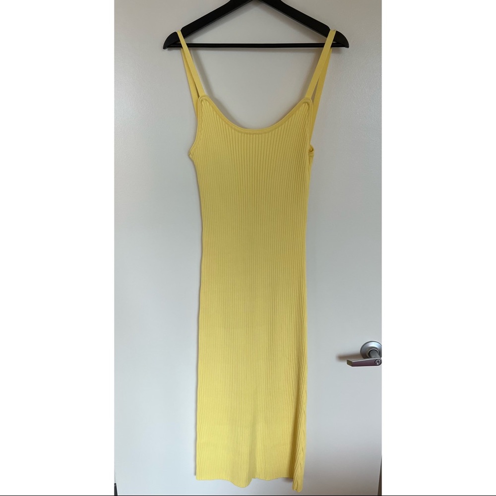 ZARA, yellow knit, backless midi dress